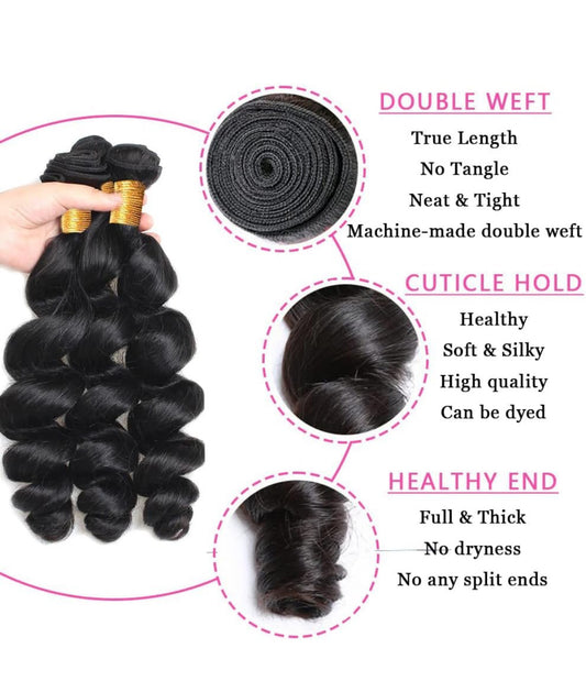 Royal BUNDLE WITH LACE 13X4 Frontal ROYAL Loose Wave 3 with Bundles 13x4 TRANSPARENT Lace Frontal